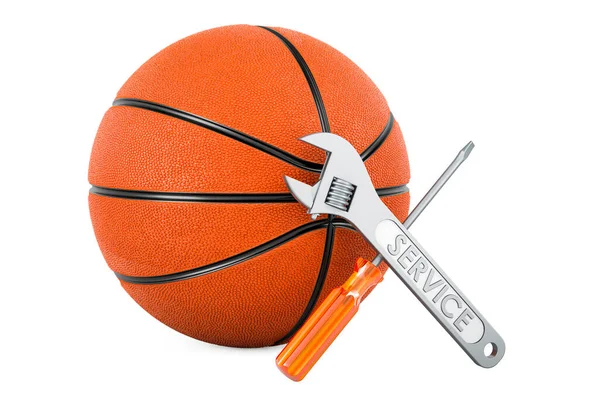 Basketball Ball Screwdriver Wrench Rendering Isolated White Background — Stock Photo, Image