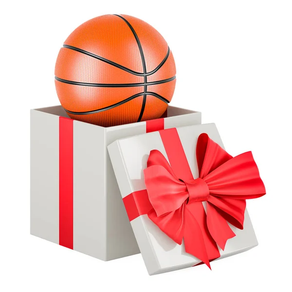 Basketball Ball Gift Box Rendering — Stock Photo, Image