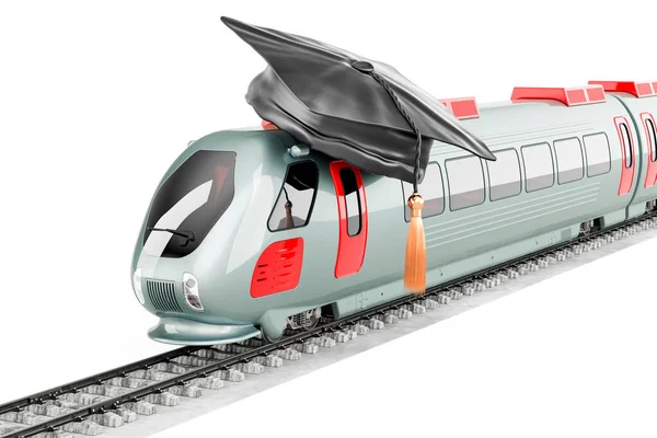 High Speed Train Education Hat Rendering Isolated White Background — Stock Photo, Image