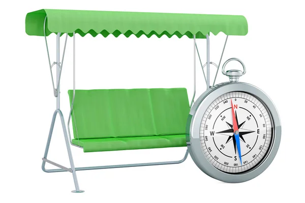 Garden Swing Compass Rendering Isolated White Background — Stock Photo, Image