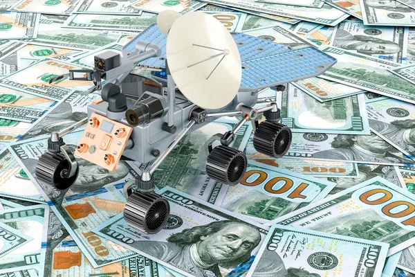 stock image Planetary rover on the dollars backdrop, 3D rendering 