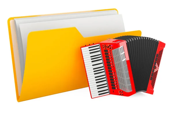 Ikona Folderu Komputerowego Akordeonem Fortepianowym Renderowanie Izolowane Białym Tle — Zdjęcie stockowe