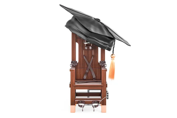 Silla Eléctrica Con Sombrero Graduación Representación Aislada Sobre Fondo Blanco —  Fotos de Stock