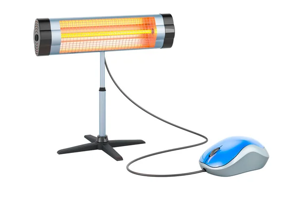 Halogen Infrared Heater Computer Mouse Rendering Isolated White Background — Stock Photo, Image
