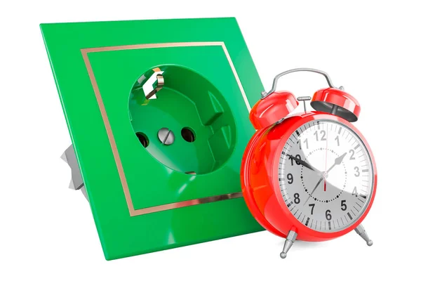 Electric Socket Alarm Clock Rendering Isolated White Background — Stock Photo, Image