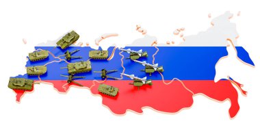 Rusya 'da askeri darbe, konsept. Beyaz arkaplanda 3B görüntüleme izole edildi