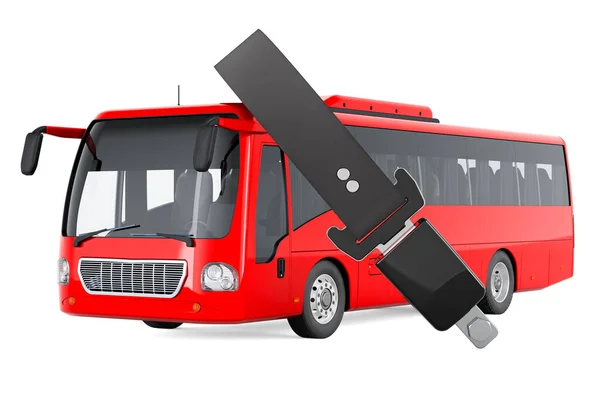 Személyszállítási Biztosítás Koncepciója Bus Biztonsági Renderelés Elszigetelt Fehér Háttér — Stock Fotó