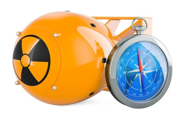 Atomová Bomba Kompasem Vykreslování Izolované Bílém Pozadí — Stock fotografie