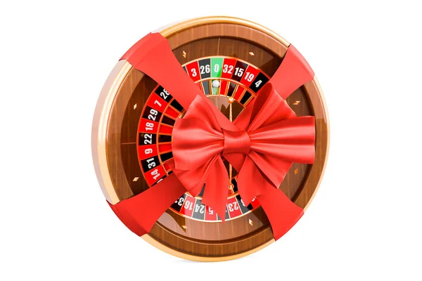 Casino Roulette Avec Ruban Rouge Arc Concept Actuel Rendu Isolé — Photo