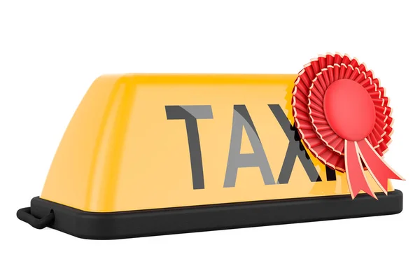 Taxi Met Beste Keuze Badge Rendering Geïsoleerd Witte Achtergrond — Stockfoto