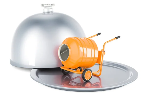 Restaurant Cloche Cement Mixer Rendering Isolated White Background — Stock Photo, Image
