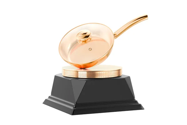 Premio Pan Frying Trophy Pedestal Representación Aislada Sobre Fondo Blanco — Foto de Stock