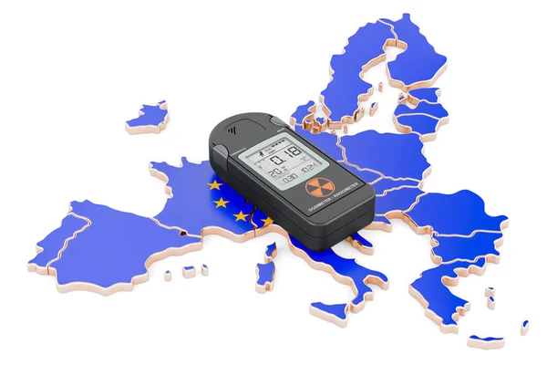 Mapa União Europeia Com Dosímetro Radiação Renderização — Fotografia de Stock