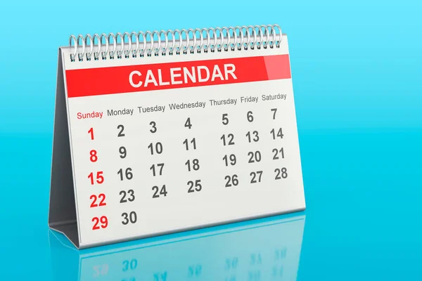 Schreibtischkalender Auf Blauem Hintergrund Rendering — Stockfoto
