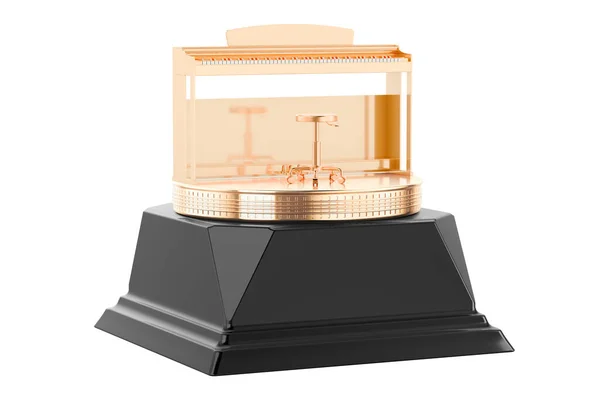 Pedestal Troféu Gold Piano Award Renderização Isolado Fundo Branco — Fotografia de Stock