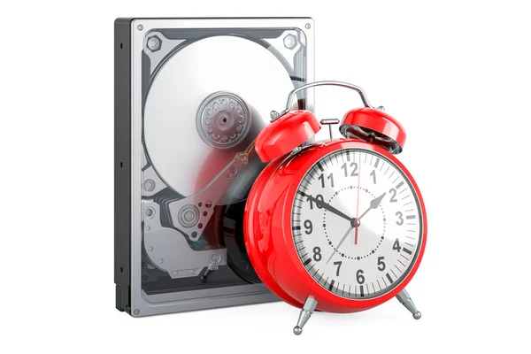 Alarmlı Hdd Sabit Disk Sürücüsü Beyaz Arkaplanda Boyutlu Görüntüleme — Stok fotoğraf