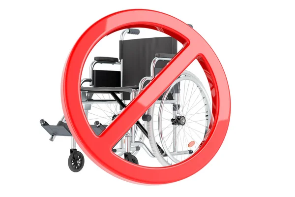Χειροκίνητο Αναπηρικό Καροτσάκι Απαγορευμένο Σύμβολο Απόδοση Απομονωμένη Λευκό Φόντο — Φωτογραφία Αρχείου