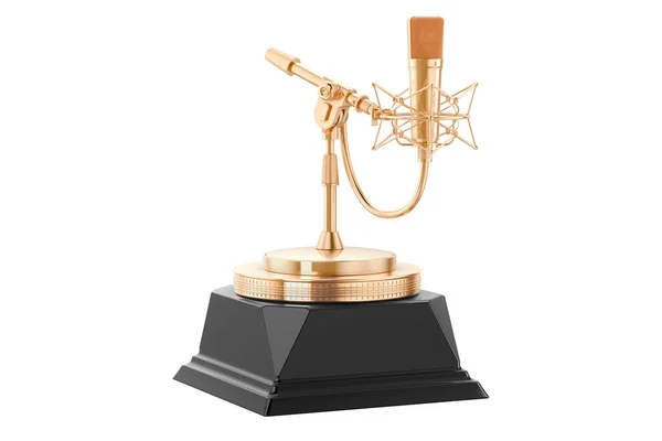 Condensador Diafragma Dourado Microfone Estúdio Com Montagem Choque Award Trophy — Fotografia de Stock