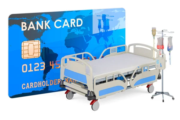 Verstelbaar Ziekenhuisbed Met Kredietkaart Weergave Geïsoleerd Witte Achtergrond — Stockfoto