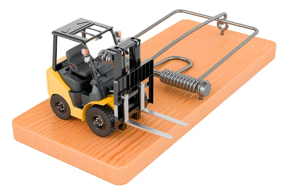 Forklift Truck Mousetrap Rendering Isolated White Background — Stock Photo, Image