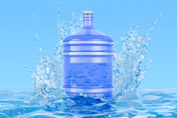 Gebotteld Transparant Water Met Transparante Water Spatten Rendering — Stockfoto