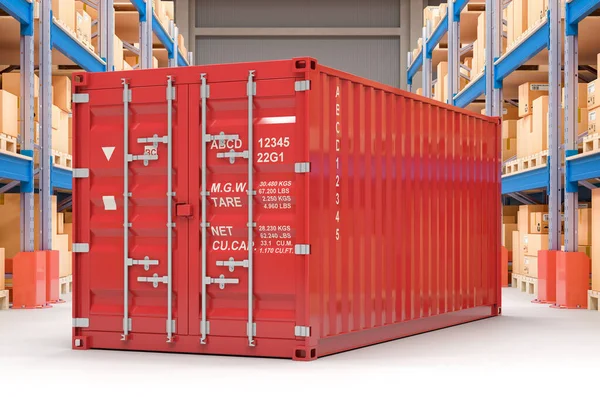 Frachtversand Und Lieferkonzept Frachtcontainer Mit Paketen Rendering — Stockfoto
