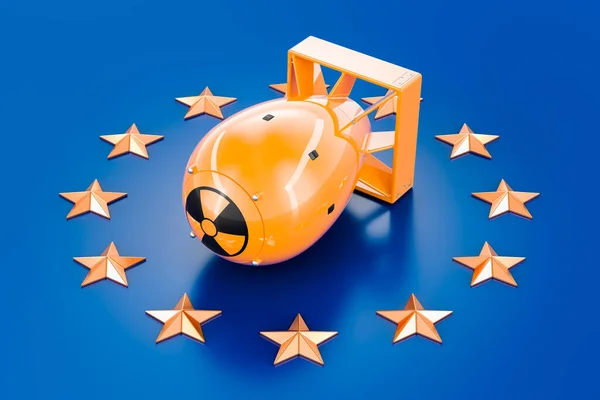 Bomba Atomica Sulla Bandiera Dell Unione Europea Rendering — Foto Stock