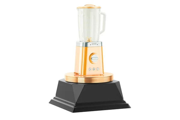 Golden Electric Blender Award Trophy Piedestal Rendering Isolerad Vit Bakgrund — Stockfoto