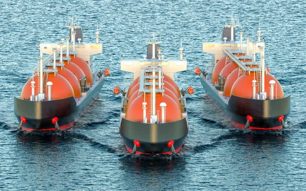 Navios Petroleiros Navegar Oceano Renderização — Fotografia de Stock