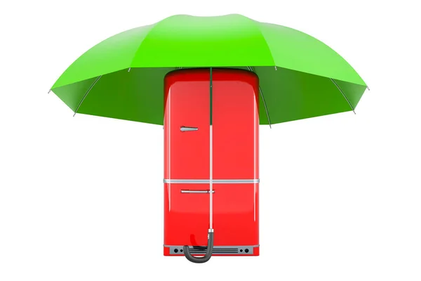 Retro Refrigerator Umbrella Rendering Isolated White Background — Stock Photo, Image