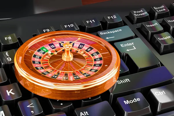 Casino Roulette Keyboard Button Casino Online Concept Rendering — Stock Photo, Image