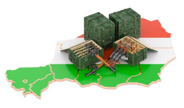 Silahlı bir Nijer Cumhuriyeti haritası. Nijer 'de askeri malzeme, konsept. Beyaz arkaplanda 3B görüntüleme izole edildi 