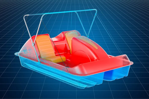 Visualization 3d cad model of paddle boat, 3D rendering