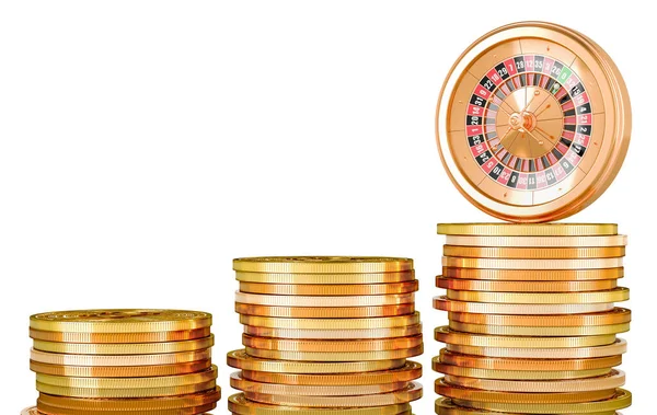 Roulette Stacks Growing Gold Coins Casino Gambling Concept Rendering Isolated — Stock Photo, Image