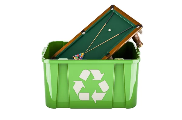 Recycling Trashcan Billiard Table Rendering Isolated White Background — Stock Photo, Image
