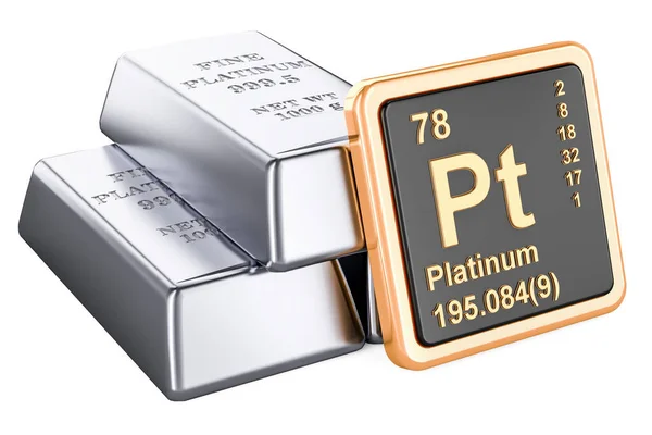 Πλατίνα Πλινθώματα Εικονίδιο Χημικού Στοιχείου Platinum Απόδοση Απομονωμένη Λευκό Φόντο — Φωτογραφία Αρχείου