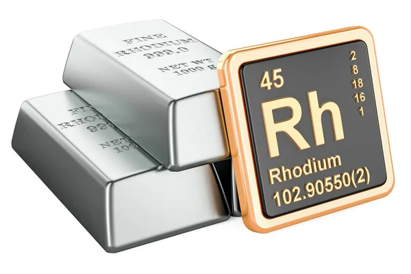 Rhodium Ingots Chemical Element Icon Rhodium Rendering Isolated White Background — Stock Photo, Image