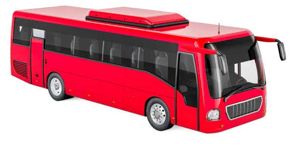 Rød Buss Nærbilde Gjengivelse Isolert Hvit Bakgrunn – stockfoto