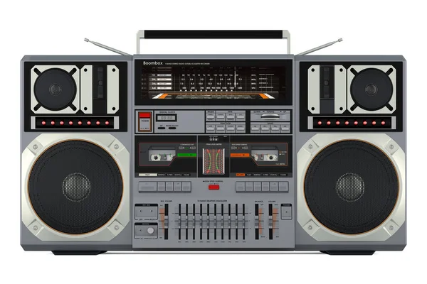 Boombox, front view. 3D rendering isolated on white background