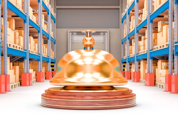 stock image Shipping and logistics concept. Reception bell in storehouse. 3D rendering 