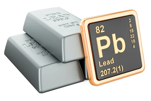 Lead Ingots Chemical Element Icon Plumbum Rendering Isolated White Background — Stock Photo, Image