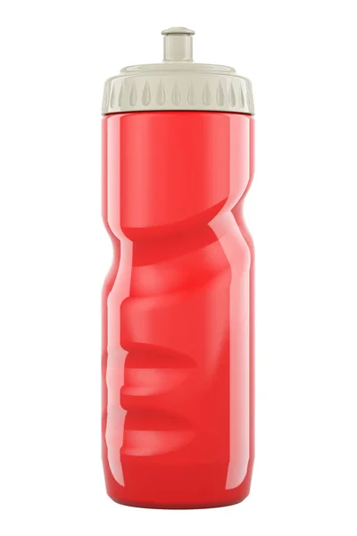 Plastic Sport Water Bottle Red Color Rendering Isolated White Background — Stock Photo, Image