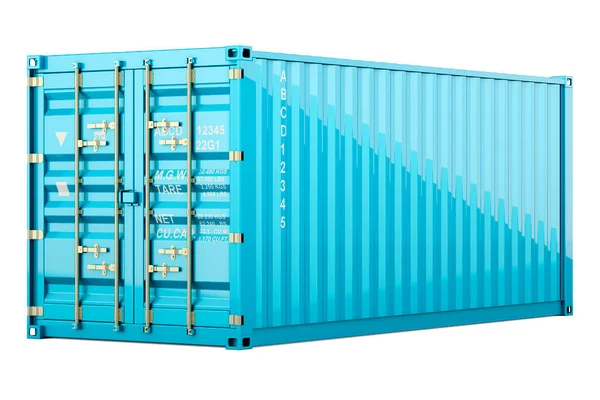 Blue Cargo Container Rendering Isolated White Background Stock Picture