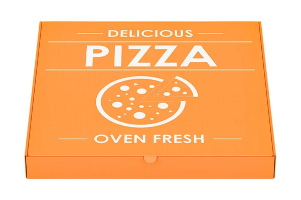 Kotak Pizza Tertutup Render Diisolasi Pada Latar Belakang Putih — Stok Foto