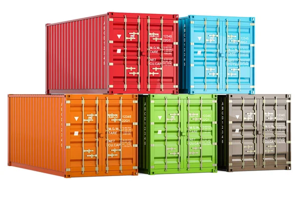 Stack Cargo Containers Rendering Isolated White Background — Stock Photo, Image