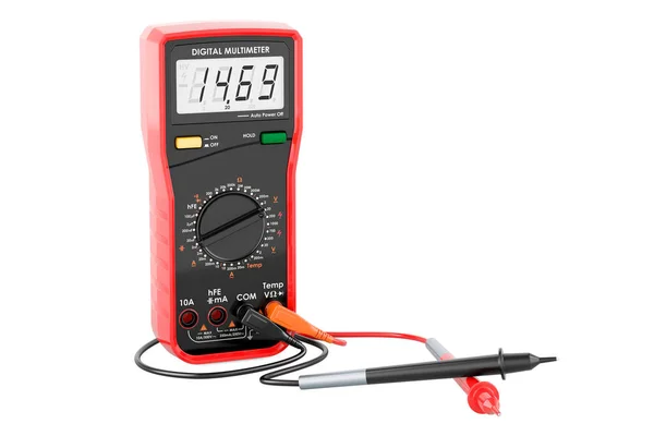 Red Digital Multimeter Rendering Isolated White Background — Stock Photo, Image