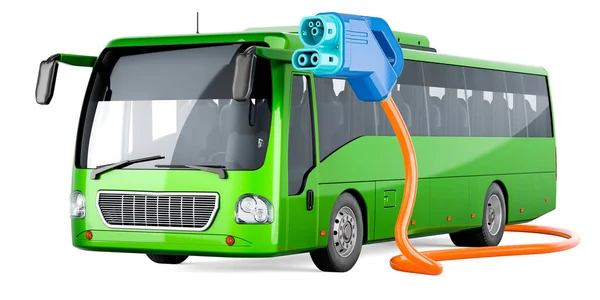 Electric Tourist Bus Electric Car Charging Plug Eco Friendly Transport Royalty Free Stock Images
