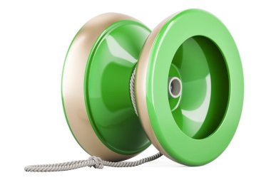 Yeşil yo-yo, 3 boyutlu görüntüleme beyaz arkaplanda izole edildi