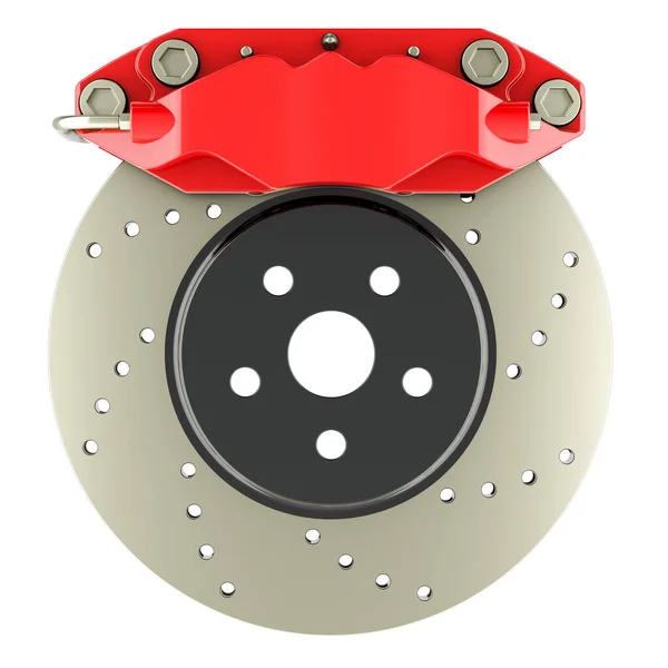 Car Disc Brake Caliper Front View Rendering Isolated White Background — Stock Photo, Image