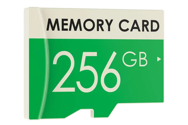 メモリーカード 256Gb 白い背景で隔離された3Dレンダリング — ストック写真
